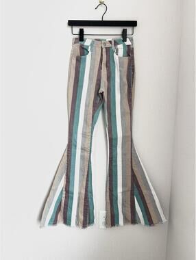 Saints and Hearts Women’s Sz S Jeans Bell Bottom Super Flare Striped Boho